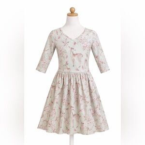 Dot Dot Smile 7 Novelty Deer Fawn Print Ballerina Twirl Cross Back DDS Soft Knit